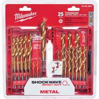 Jeu de forets m&eacute;triques Shockwave Red Helix, 25 morceaux, Titane Ontario Packaging