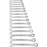 Ratcheting Wrench Set, Combination, 15 Pieces, Metric Ontario Packaging