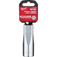 Douille m&eacute;trique avec c&ocirc;t&eacute;s Four Flats, 20 mm, Prise 1/2", 6 pans, Profond Ontario Packaging