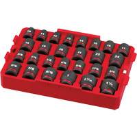 Jeu de douilles profondes 3/8" Shockwave Impact Duty Packout, 27 Mcx, Chocs, Prise de 1/2" Ontario Packaging