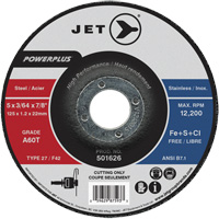 A60T PowerPlus Cut-Off Wheel, 5" x 3/64", 7/8" Arbor, Type 27, 12200 RPM Ontario Packaging