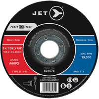 A60PX Power-Xtreme Cut-Off Wheel, 4-1/2" x 3/64", 7/8" Arbor, Type 27, 13300 RPM Ontario Packaging
