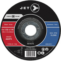 A60PX Power-Xtreme Cut-Off Wheel, 6" x 3/64", 7/8" Arbor, Type 27, 10200 RPM Ontario Packaging