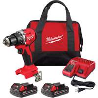 M18 Compact Brushless Hammer Drill/Driver Kit, Lithium-Ion, 18 V, 1/2" Chuck, 550 in-lbs Torque Ontario Packaging