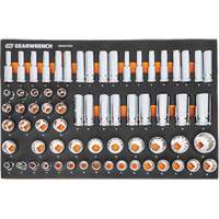 Jeu d'outils m&eacute;triques pour m&eacute;canicien MEGAMOD dans des plateaux en mousse modulaire avec armoire roulante &agrave; outils, 358 morcea Ontario Packaging