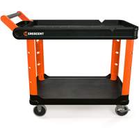 RAILWORKS 2-Shelf Industrial Utility Cart with 5" Hard Casters, 47" L x 24-1/2" W x 34" H, Black/Orange Ontario Packaging