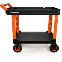 Chariot utilitaire industriel &agrave; 2 tablettes RAILWORKS avec roulettes de 8", 47" lo x 24-1/2" la x 37-4/5" h, Noir/Orange Ontario Packaging