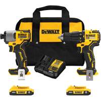 Brushless Compact Cordless 1/2" Hammer Drill & 1/4" Impact Driver Kit, Lithium-Ion, 20 V Ontario Packaging