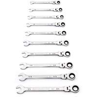 90-Tooth 12 Point SAE Wrench Set, Flex Head/Ratcheting Combination, 10 Pieces, Imperial Ontario Packaging