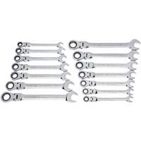 72-Tooth 12 Point Wrench Set, Flex Head/Ratcheting Combination, 14 Pieces, Imperial and Metric Ontario Packaging
