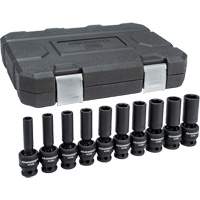 6-Point Universal Metric Socket Set, 10 Pcs, Impact, 1/2" Drive Size, Deep Ontario Packaging