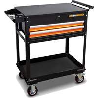 Utility Cart, 2 Drawers, 32-1/2" W x 42" H, Black/Orange Ontario Packaging