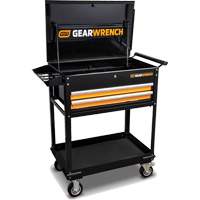Utility Cart, 2 Drawers, 32-1/2" W x 42" H, Black/Orange Ontario Packaging