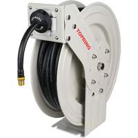 MAXREEL Single-Arm Automatic Rewind L Hose Reel with Rubber Hose, Air, 3/8" x 50', Single Hose, 250 PSI Ontario Packaging