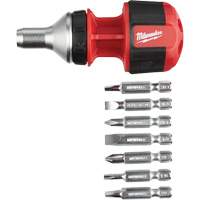 8-in-1 Compact Ratcheting 1/4" Drive Multi-Bit Driver, Cushion Grip Handle Ontario Packaging