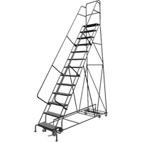 All Directional Rolling Ladder, 13 Steps, 24" Step Width, 130" Platform Height, Steel Ontario Packaging