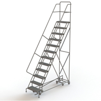 All Directional Rolling Ladder, 12 Steps, 24" Step Width, 120" Platform Height, Steel Ontario Packaging