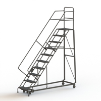 Heavy Duty Safety Slope Ladder, 10 Steps, Serrated, 50° Incline, 100" High Ontario Packaging