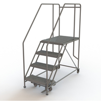 Mobile Work Platform, Steel, 4 Steps, 40" H, 35" D, 24" Step, Serrated VC590 | Ontario Packaging