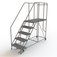 Mobile Work Platform, Steel, 5 Steps, 50" H, 47" D, 24" Step, Serrated Ontario Packaging
