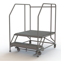 Mobile Work Platform, Steel, 2 Steps, 20" H, 36" D, 36" Step, Serrated VC596 | Ontario Packaging