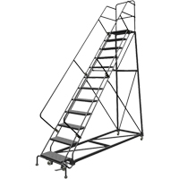 Safety Slope Rolling Ladder, 12 Steps, Perforated, 50° Incline, 120" High Ontario Packaging