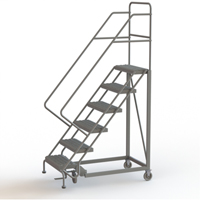 Safety Slope Rolling Ladder, 6 Steps, Serrated, 50° Incline, 60" High Ontario Packaging
