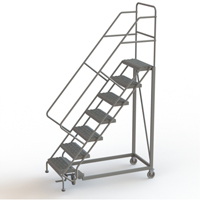 Safety Slope Rolling Ladder, 7 Steps, Serrated, 50° Incline, 70" High Ontario Packaging