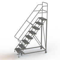 Safety Slope Rolling Ladder, 8 Steps, Serrated, 50° Incline, 80" High Ontario Packaging