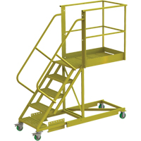 Cantilever Rolling Ladder, Supported, 5 Steps, 40" Platform Depth, 50" Platform Height Ontario Packaging