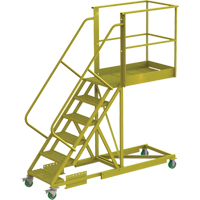 Cantilever Rolling Ladder, Supported, 6 Steps, 40" Platform Depth, 60" Platform Height Ontario Packaging