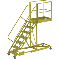 Cantilever Rolling Ladder, Supported, 7 Steps, 40" Platform Depth, 70" Platform Height Ontario Packaging