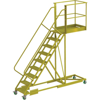 Cantilever Rolling Ladder, Supported, 9 Steps, 40" Platform Depth, 90" Platform Height Ontario Packaging