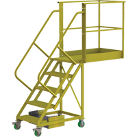 Cantilever Rolling Ladder, Unsupported, 5 Steps, 40" Platform Depth, 50" Platform Height Ontario Packaging