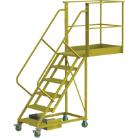 Cantilever Rolling Ladder, Unsupported, 6 Steps, 40" Platform Depth, 60" Platform Height Ontario Packaging