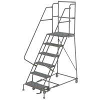 Escabeaux roulants &agrave; dessus profond, 11 marches, Largeur de la marche 24", Hauteur de la plateforme 110", Acier Ontario Packaging