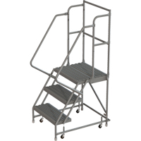 Deep Top Step Rolling Ladder, 3 Steps, 16" Step Width, 30" Platform Height, Steel Ontario Packaging