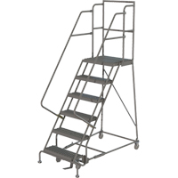 Deep Top Step Rolling Ladder, 6 Steps, 16" Step Width, 60" Platform Height, Steel VC768 | Ontario Packaging