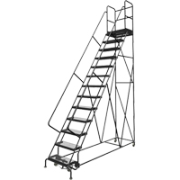Deep Top Step Rolling Ladder, 13 Steps, 24" Step Width, 130" Platform Height, Steel VC777 | Ontario Packaging