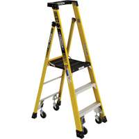 Heavy-Duty Rolling Podium Ladder, 3 Steps, 26-2/5" Step Width, 36" Platform Height, Fibreglass VD475 | Ontario Packaging