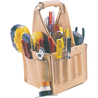 Electrical & Maintenance Tool Pouches, Leather, 17 Pockets, Beige VE823 | Ontario Packaging