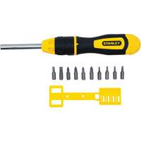 Multi-Bit Ratchet Screwdriver with 10 Bits, Cushion Grip Handle Ontario Packaging
