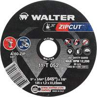 Zipcut Cut-Off Wheel, 5" x 3/64", 7/8" Arbor, Type 1, Aluminum Oxide, 12200 RPM Ontario Packaging