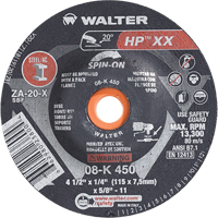 Double-X Depressed Centre Grinding Wheel, 4-1/2" x 1/4", 5/8"-11 Arbor, Type 27S Ontario Packaging