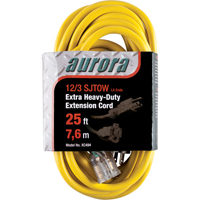 Vinyl Extension Cord with Light Indicator, Outdoor, SJTOW, 12/3 AWG, 15 A, 25' Ontario Packaging