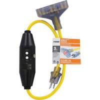 Adaptateurs pour disjoncteurs de fuite &agrave; la terre &agrave; trois prises Shocksafe, 125 V, 15 A, Cordon de 3' Ontario Packaging