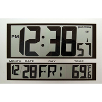 Jumbo Clock, Digital, Battery Operated, 16.5" W x 1.7" D x 11" H, Silver XD075 | Ontario Packaging