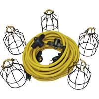 LED String Lights with Connector, 5 Lights, 50' L, Metal Housing XI324 | Ontario Packaging