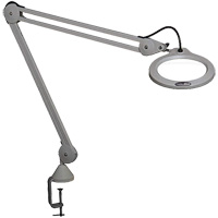 Magnifying Lamp, 5 Diopter, LED Light, 45" Arm, C-Clamp, Grey Ontario Packaging