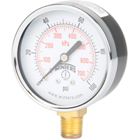 Manom&egrave;tre,  2-1/2", 0 - 100 psi, Fixation inf&eacute;rieure, Analogique Ontario Packaging